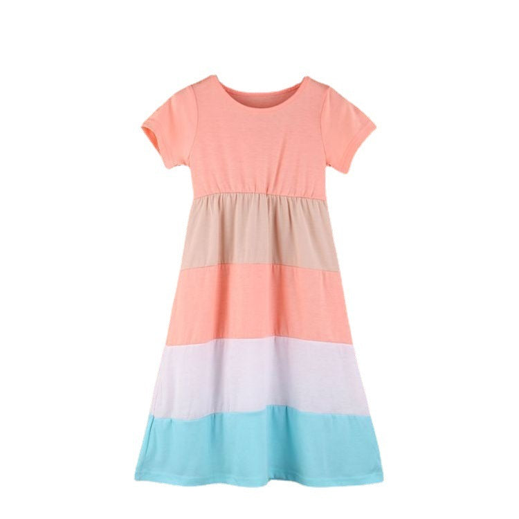 Matching mother and daughter short-sleeved striped dress