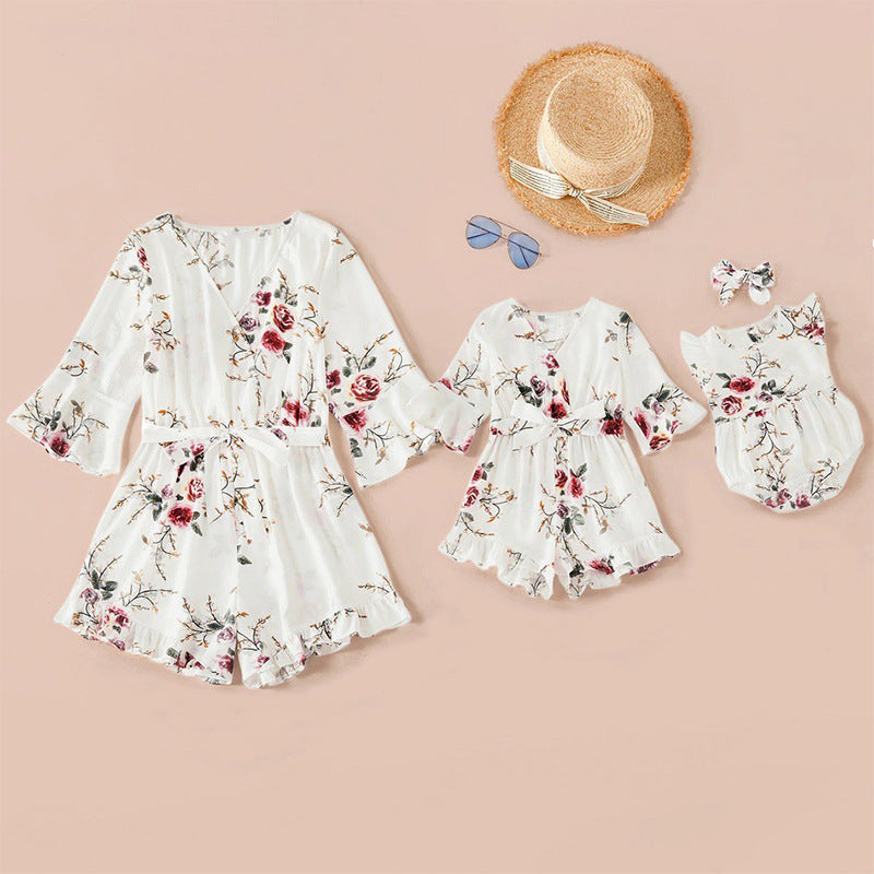 Matching mother and daughter Floral Print Jumpsuit