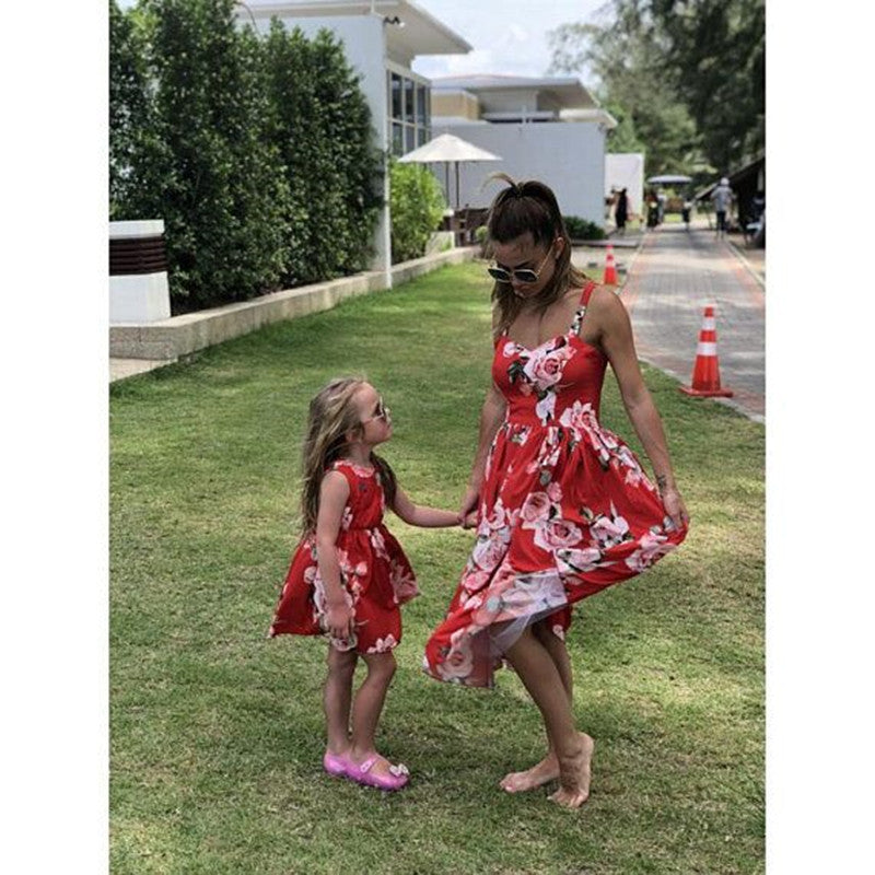 Matching mother and daughter floral summer dress