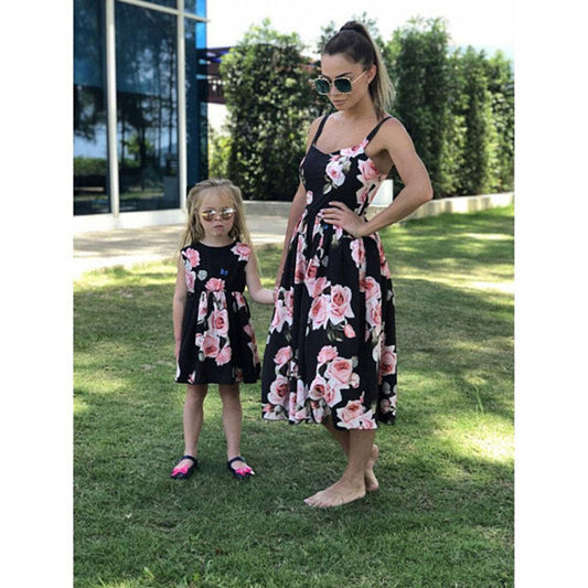 Matching mother and daughter floral summer dress