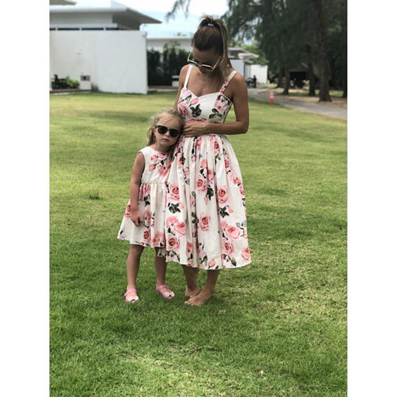 Matching mother and daughter floral summer dress