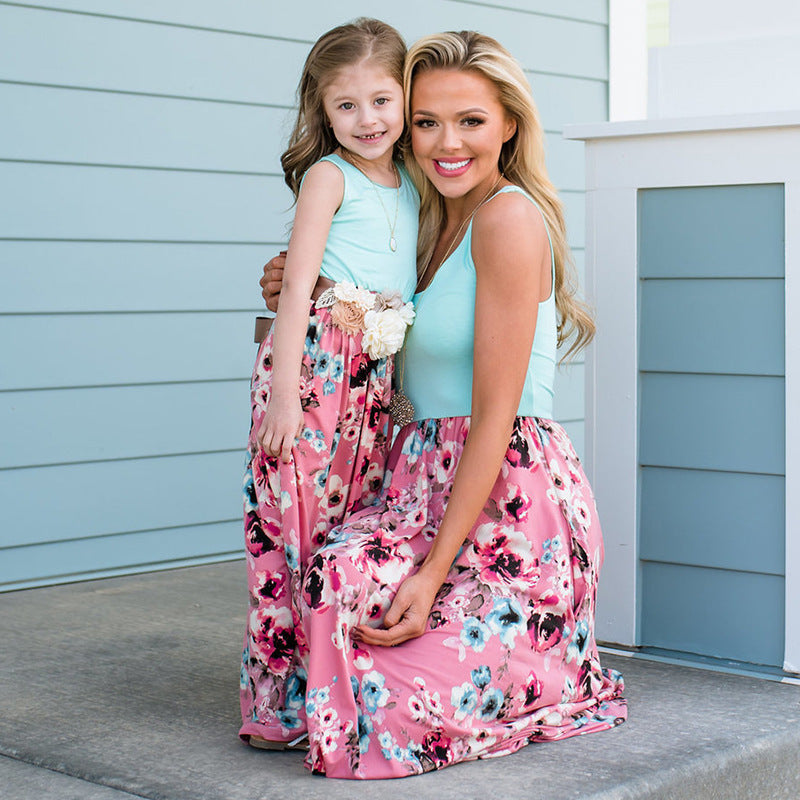 Matching mother and daughter floral print dress