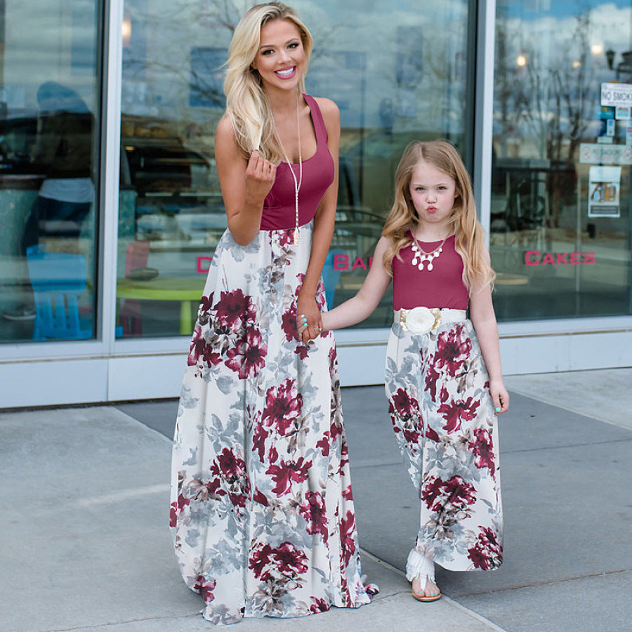 Matching mother and daughter floral print dress