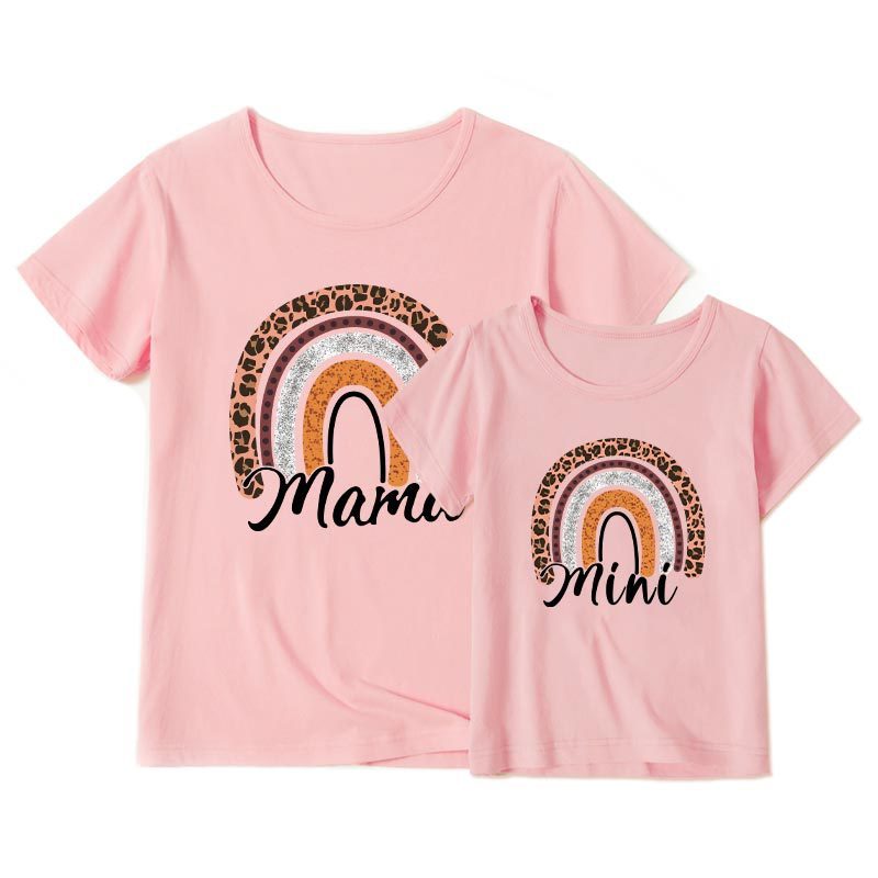 Matching mother and daughter rainbow t-shirt