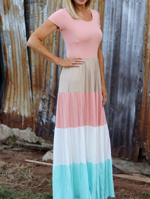 Matching mother and daughter short-sleeved striped dress