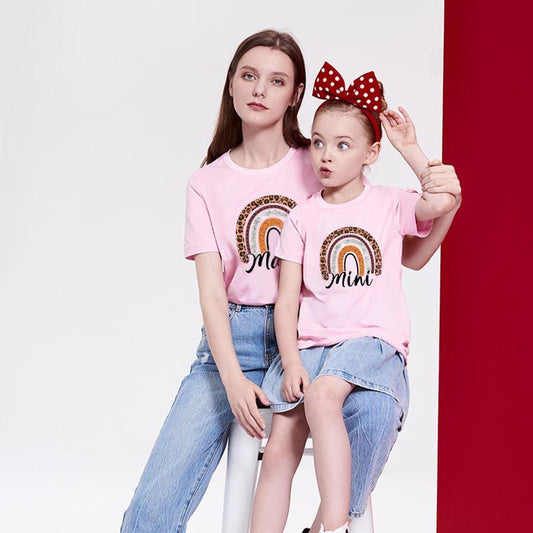 Matching mother and daughter rainbow t-shirt