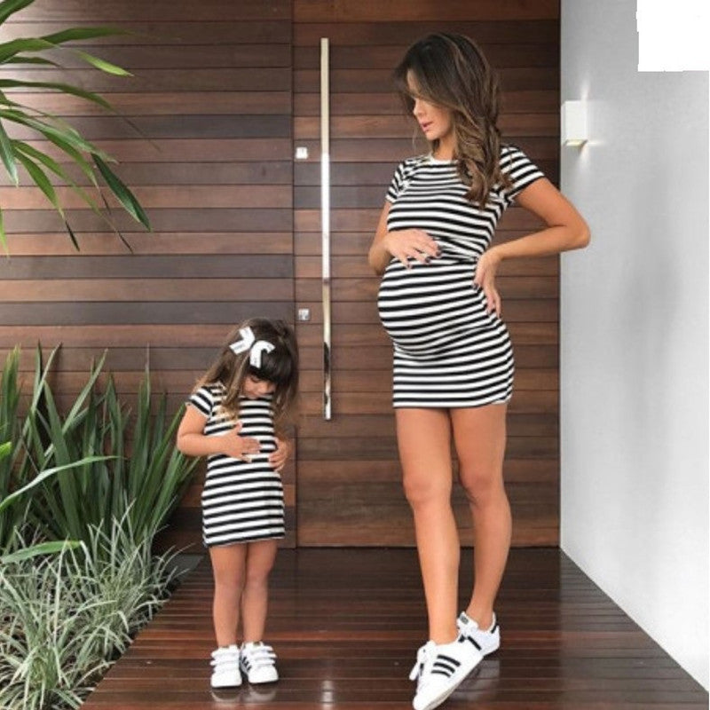 Matching mother and daughter Striped dress